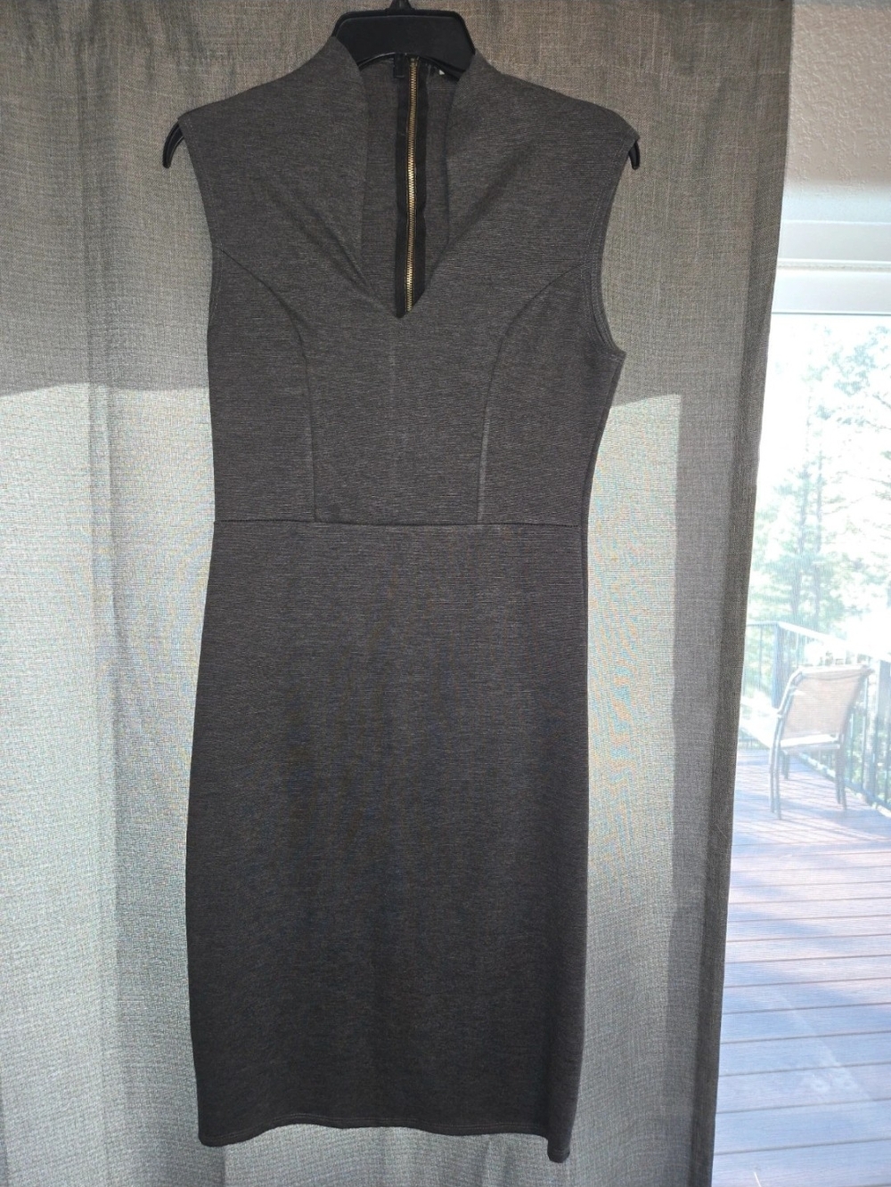 Rolla Coster Charcoal Sleeveless Sheath Dress with Zip Back